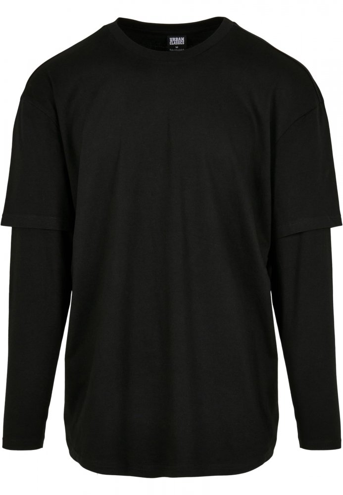 Černé pánské tričko Urban Classics Oversized Shaped Double Layer LS L