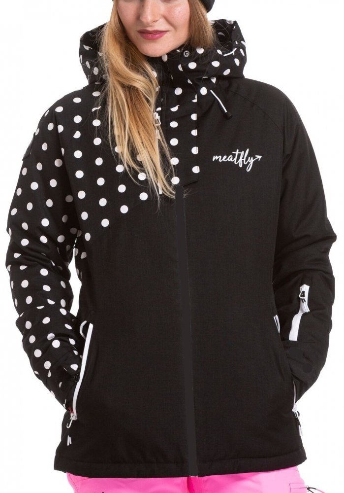 Zimní snowboardová dámská bunda Meatfly Deborah black dots XL