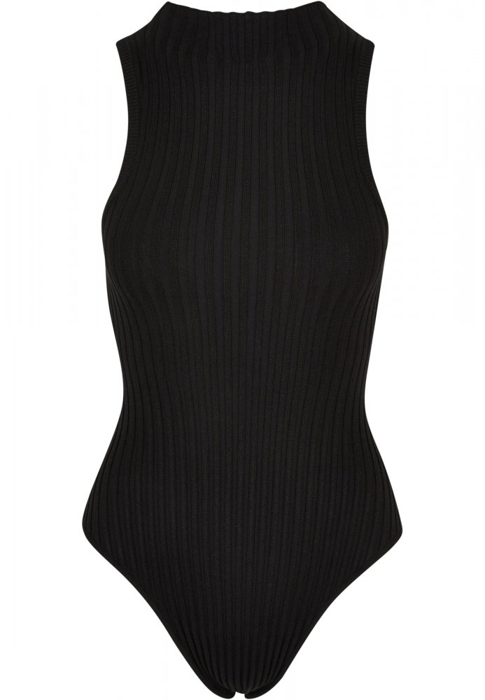 Ladies Rib Knit Sleevless Body - black XS