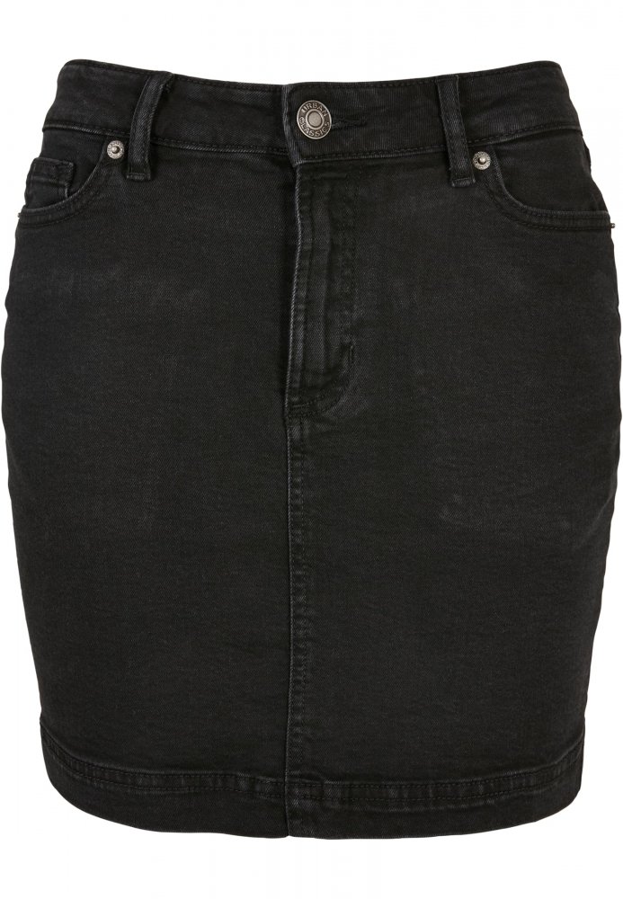 Ladies Organic Stretch Denim Mini Skirt - black washed 28