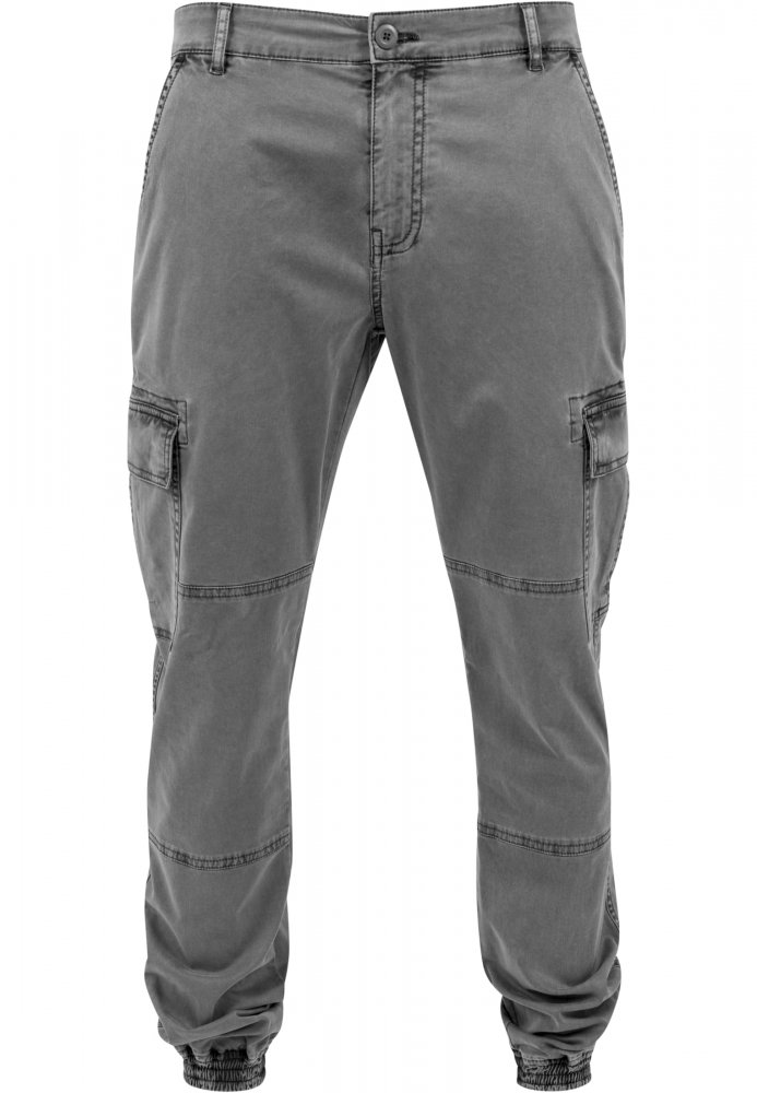 Washed Cargo Twill Jogging Pants - grey 36