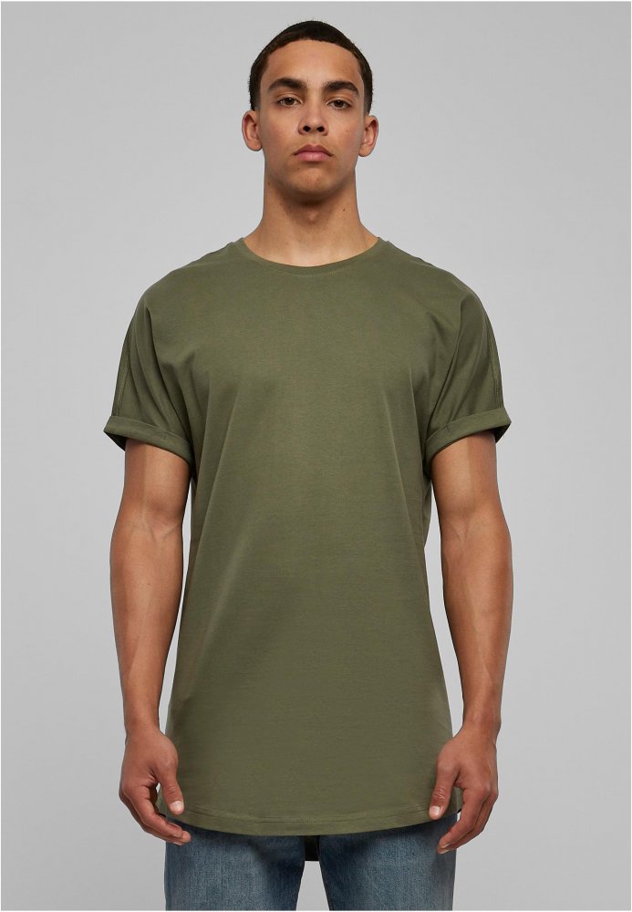 Long Shaped Turnup Tee - olive L