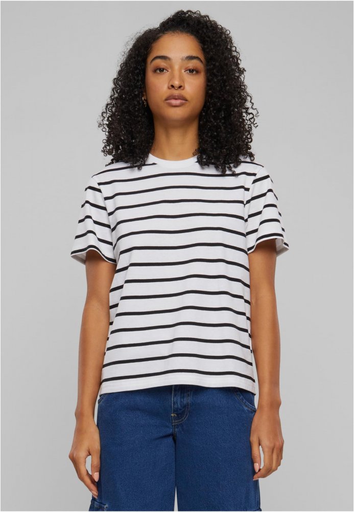 Ladies Striped Boxy Tee - black/white XL