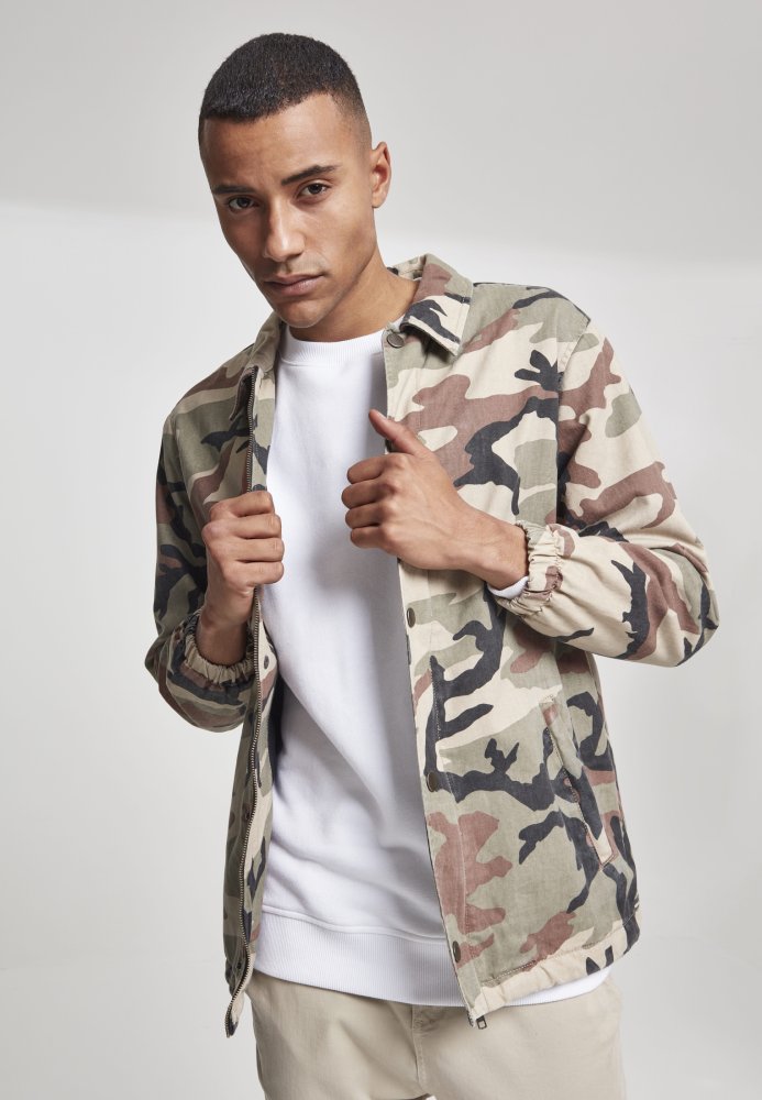 Camo Cotton Coach Jacket - wood camo M