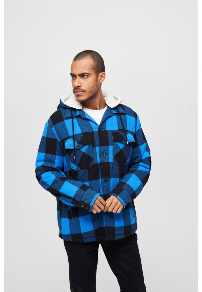 Černo/modrá pánská bunda Brandit Lumberjacket Hooded 4XL