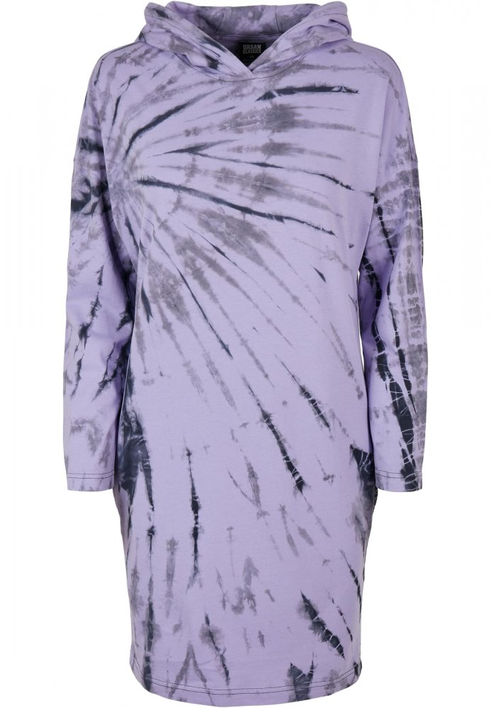 Ladies Oversized Tie Dye Hoody Dress - black/lavender L