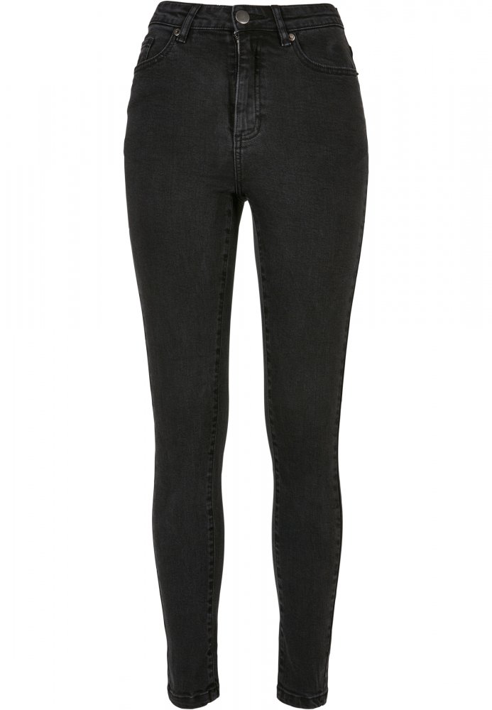 Ladies Organic High Waist Skinny Jeans - black washed 28