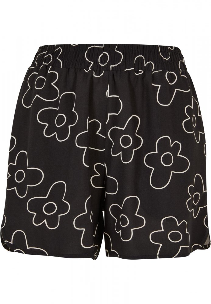 Ladies AOP Viscose Resort Shorts - blackflower XXL