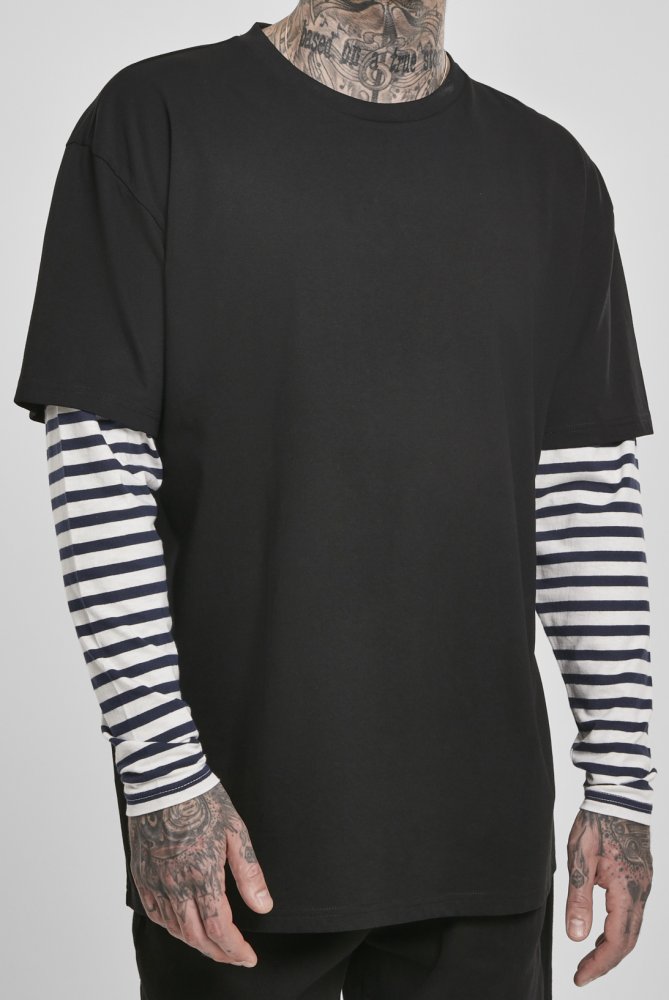 Oversized Double Layer Striped LS Tee L