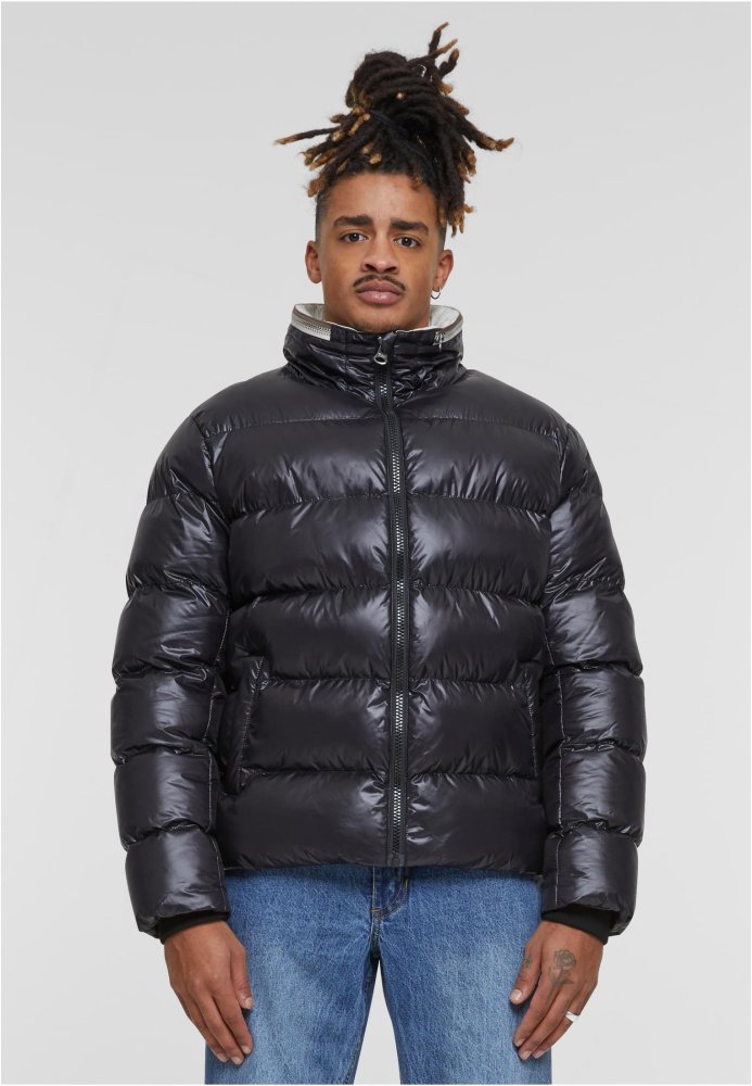 Recycled Zip neck Puffer Jacket - black L