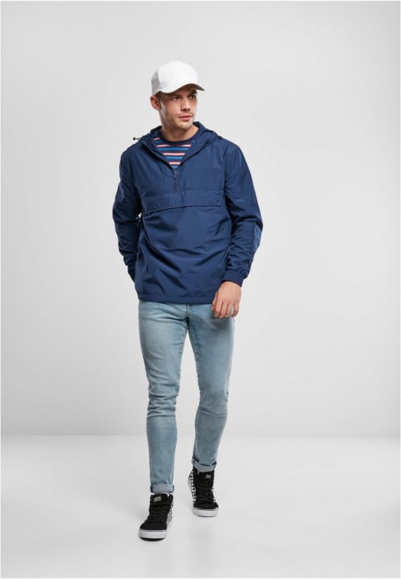 Modrá pánska bunda Urban Classics Basic Pull Over Jacket