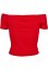 Ladies Off Shoulder Rib Tee - fire red
