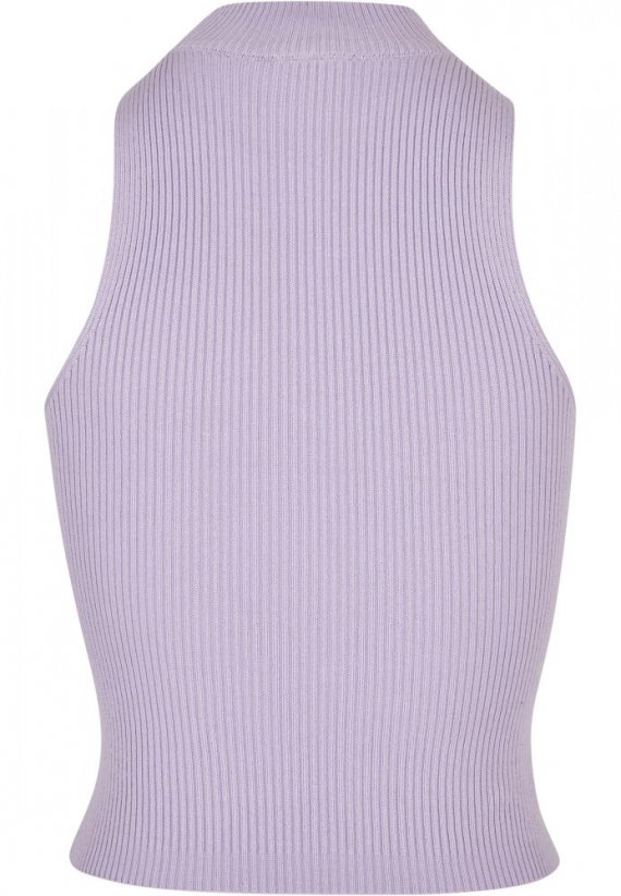 Ladies Short Rib Knit Turtleneck Top - lilac