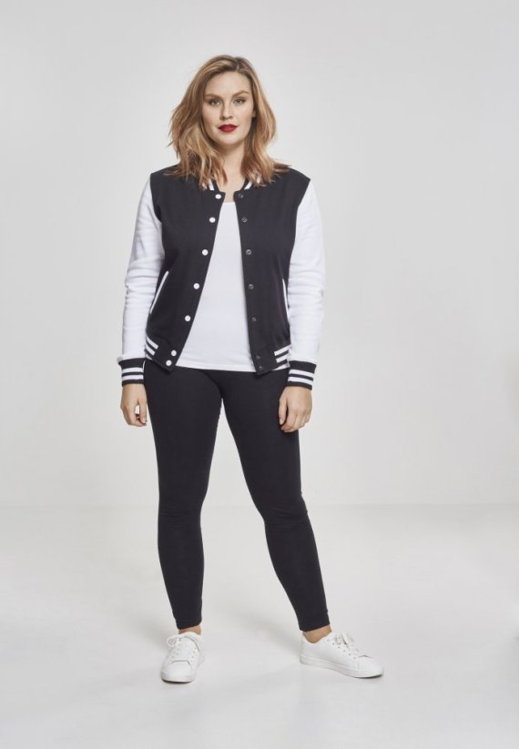 Bunda Urban Classics Ladies 2-tone College Sweatjacket - blk/wht