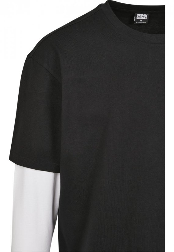 Pánské tričko Urban Classics Oversized Shaped Double Layer LS - černé, bílé
