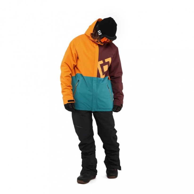Oranžovo/modrá pánská zimní snowboardová bunda Horsefeathers Turner