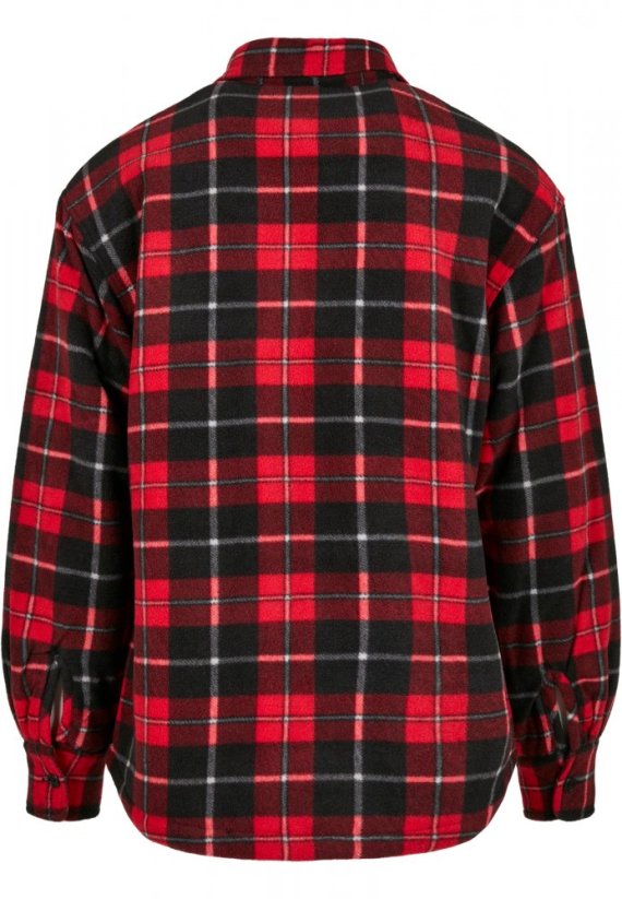 Pánská jarní bunda Urban Classics Plaid Teddy Lined - červená,černá
