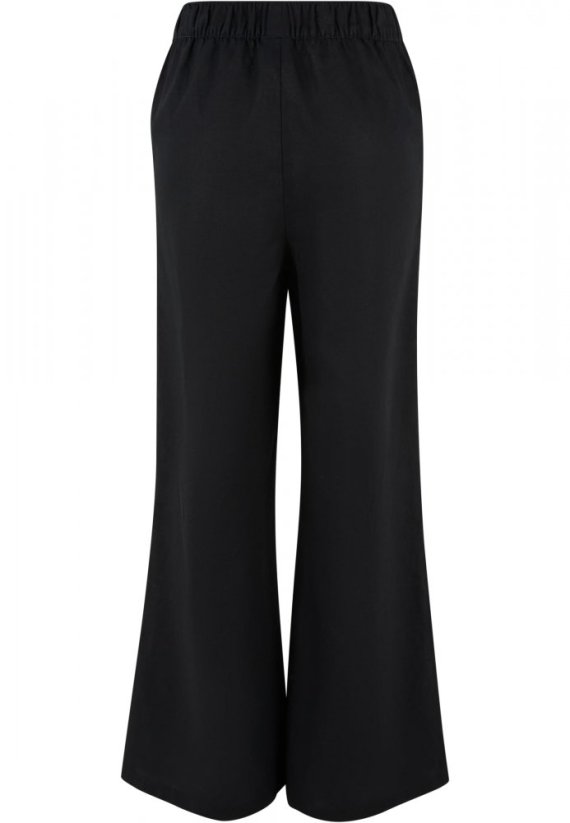 Ladies Linen Mixed Wide Pants - black