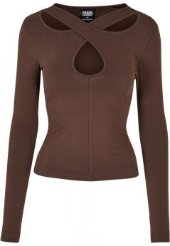 Ladies Crossed Cut Out Longsleeve - brown