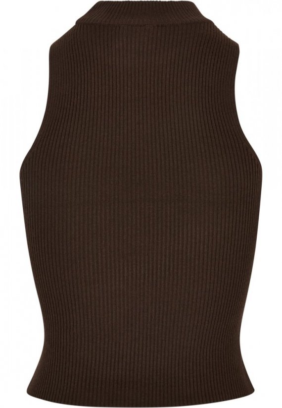 Ladies Short Rib Knit Turtleneck Top - brown