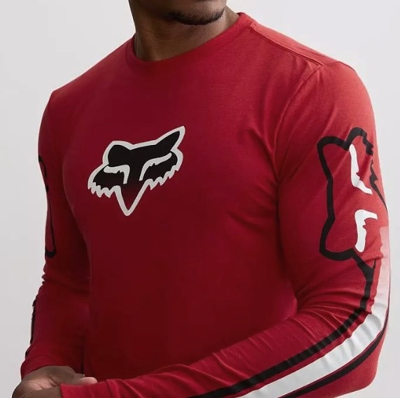 Pánské tričko Fox Vizen LS Tech Tee flame red
