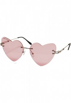 Sunglasses Heart With Chain - rose/silver
