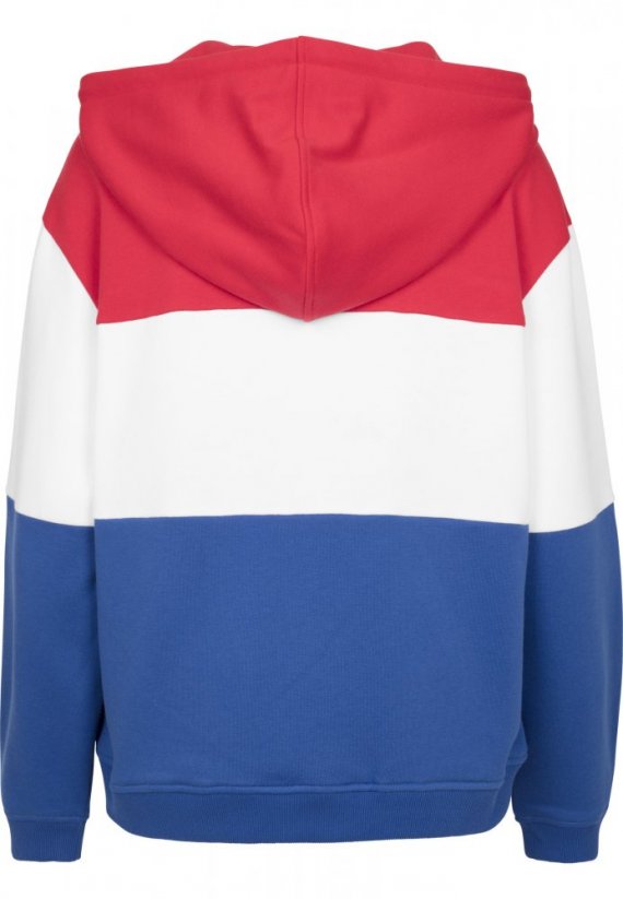 Ladies Oversize 3-Tone Hoody - fire red/white/royal
