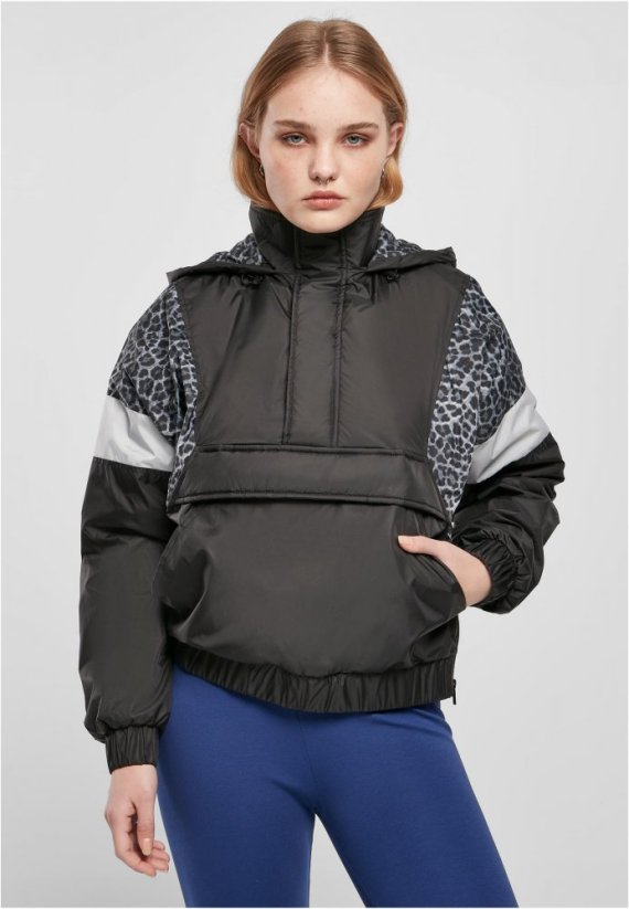 Ladies AOP Mixed Pull Over Jacket - black/snowleo/lightasphalt
