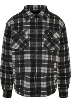 Męska kurtka wiosenna Urban Classics Plaid Teddy Lined - czarny, biały