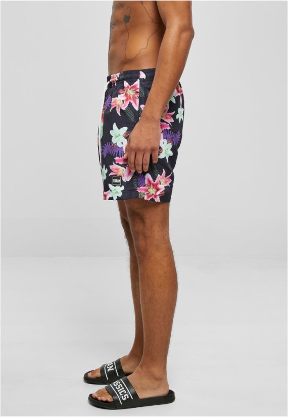 Pánské koupací šortky Urban Classics Pattern Swim Shorts - dark jungle aop