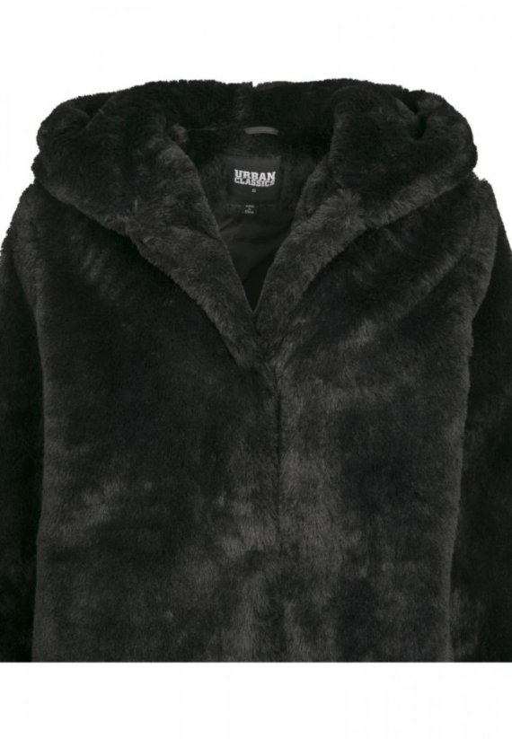 Dámský kabát Urban Classics Hooded Teddy - černý