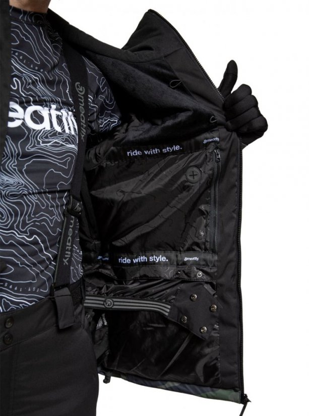 Pánská snowboardová bunda Meatfly Hoax Premium black/wood