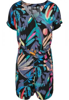 Ladies Short Viscose Belt Jumpsuit - blackfruity