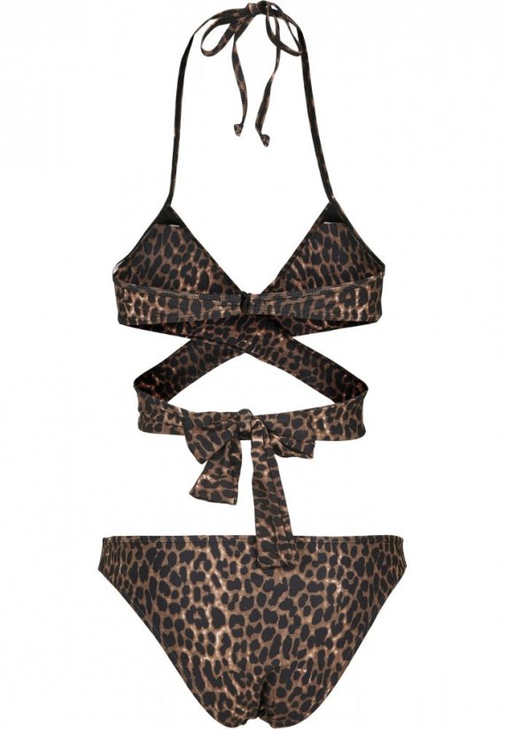 Plavky Urban Classics Ladies Draped Pattern Bikini - brown leo