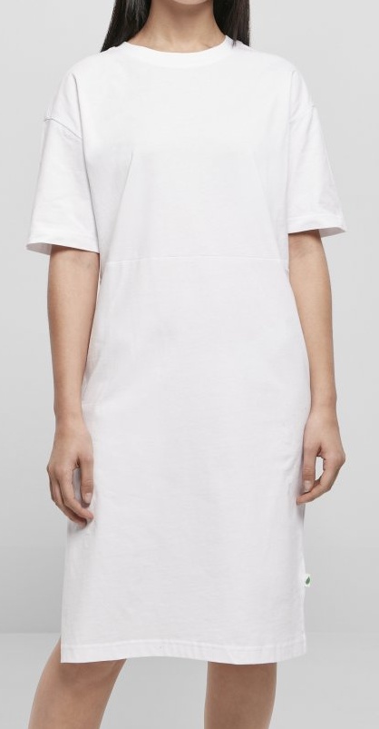 Urban Classics Ladies Organic Oversized Slit Tee Dress - white