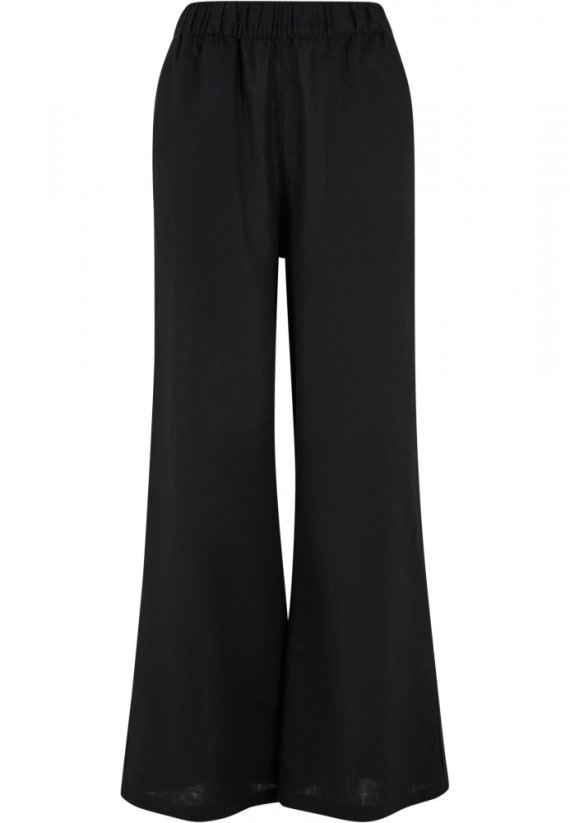 Ladies Linen Mixed Wide Pants - black