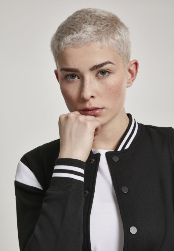 Ladies Inset College Sweat Jacket - blk/wht