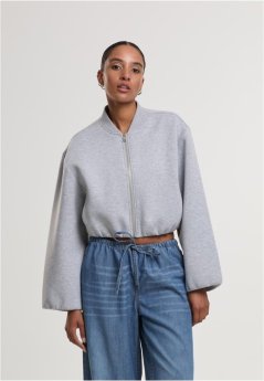 Ladies Oversized Scuba Jacket - heathergrey