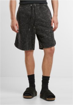 Washed Piped Shorts - black