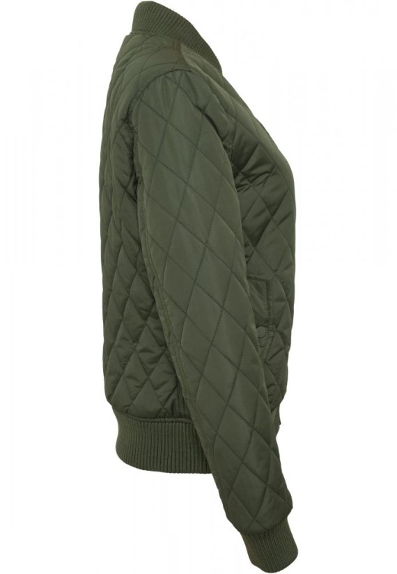 Dámská prošívaná bomber bunda Urban Classics Diamond Quilt Nylon - olivová