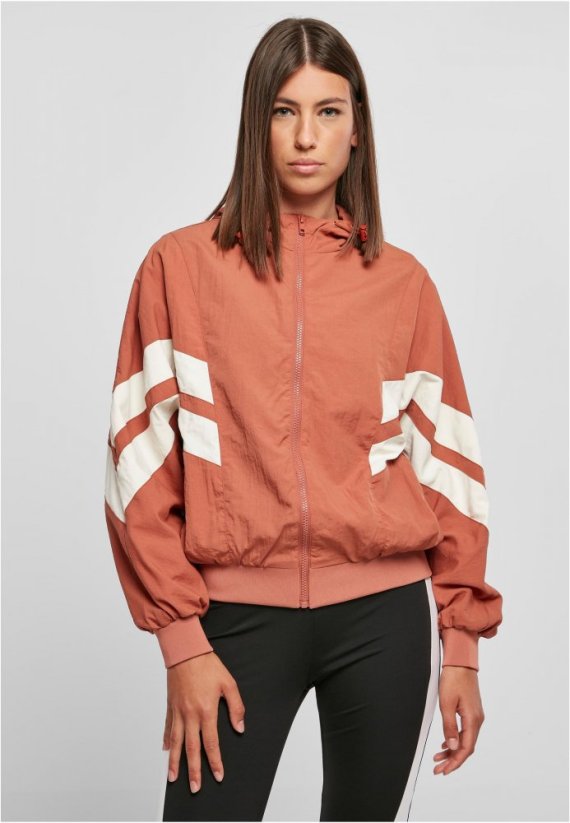 Ladies Crinkle Batwing Jacket - terracotta/whitesand