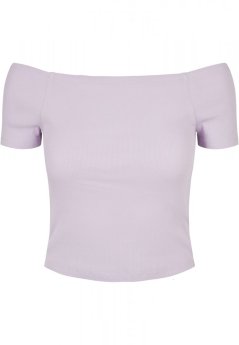 Ladies Off Shoulder Rib Tee - lilac