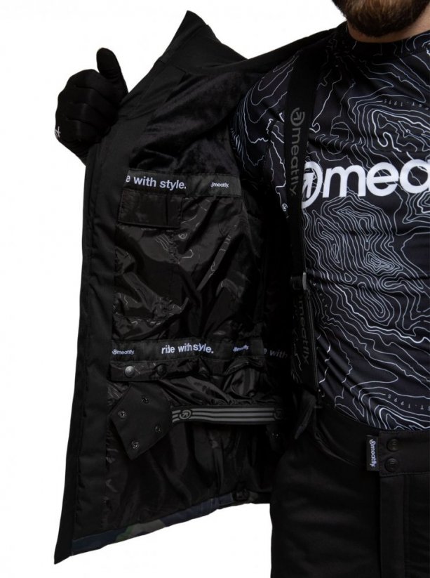 Pánska snowboardová bunda Meatfly Hoax Premium - čierna / sivá / hnedá
