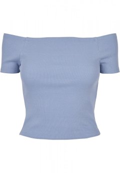 Ladies Off Shoulder Rib Tee - violablue