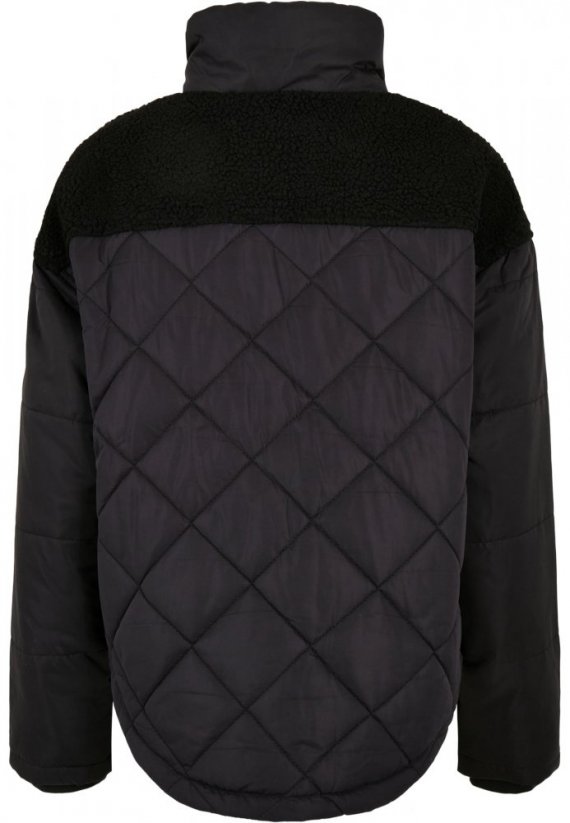 Ladies Oversized Diamond Quilt Puffer Jacket - black