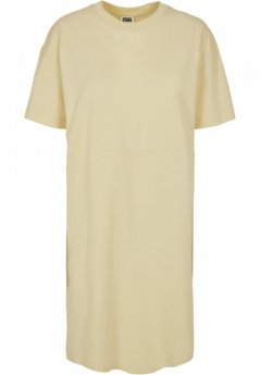 Ladies Organic Oversized Slit Tee Dress - softyellow