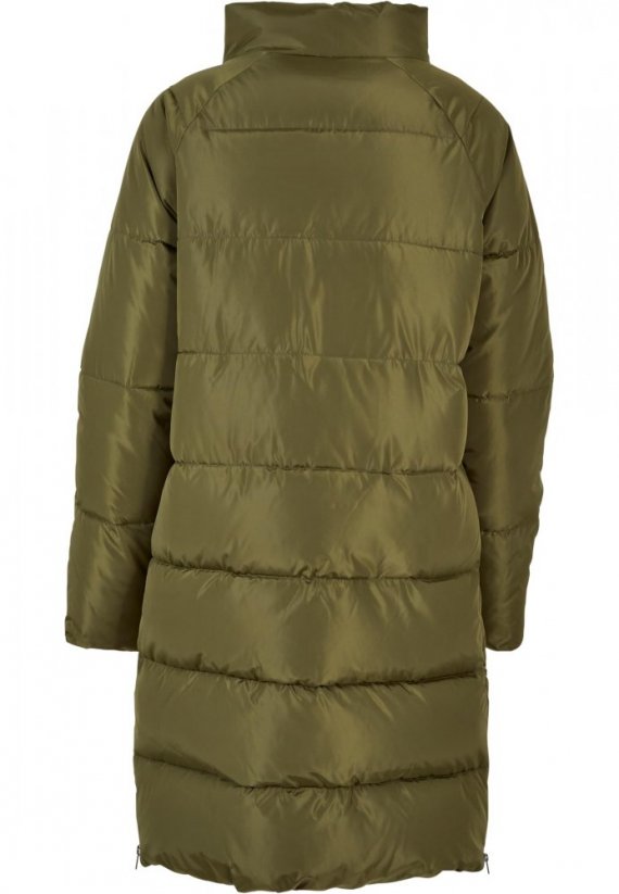 Dámsky zimný kabát Urban Classics Ladies High Neck Puffer Coat - olive