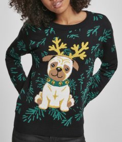 Sweter damski Urban Classics Ladies Pug Christmas sweater black