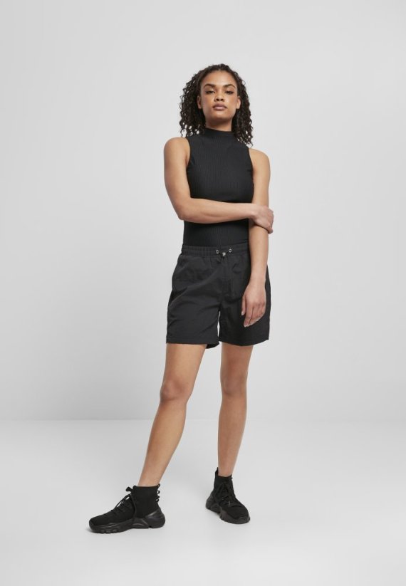 Ladies Crinkle Nylon Shorts - black