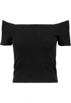 Ladies Off Shoulder Rib Tee - black